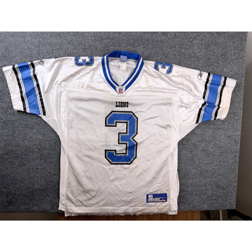 Reebok Detroit Lions Joey Harrington Jersey Mens Large White NFL Football Y2K